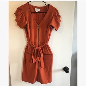Jessica Simpson ruffle shoulder zip up dress